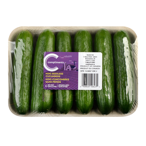 Cucumbers Mini Seedless 6 Count Compliments Ca