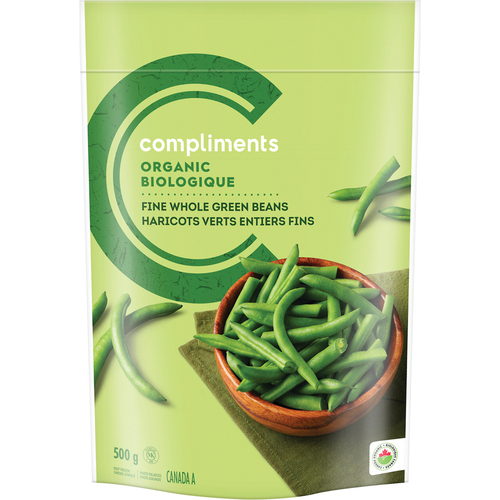 Organic Whole Fine Frozen Green Beans 500 G Compliments Ca