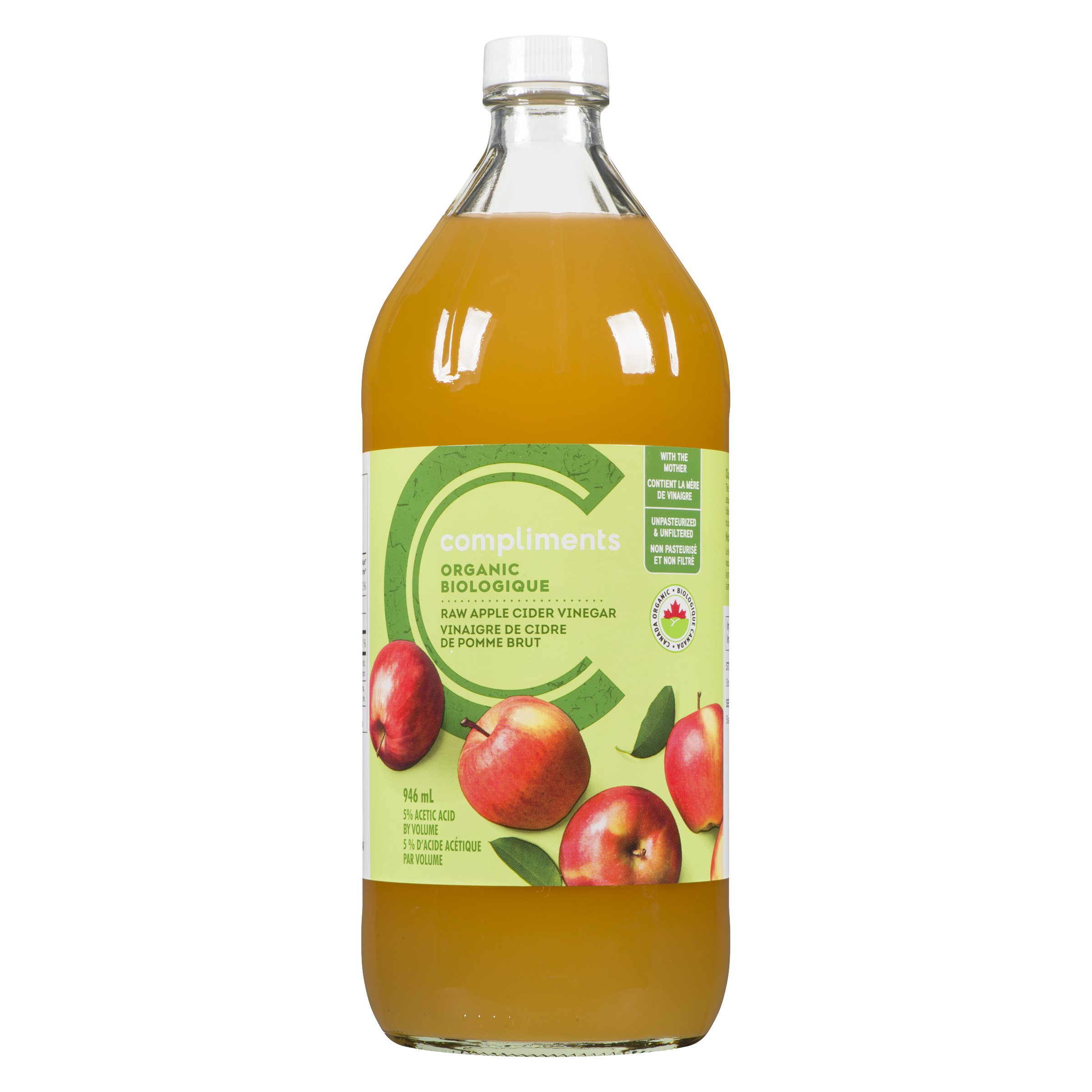 Vinaigre de cidre de pomme, 946 ml  Compliments.ca