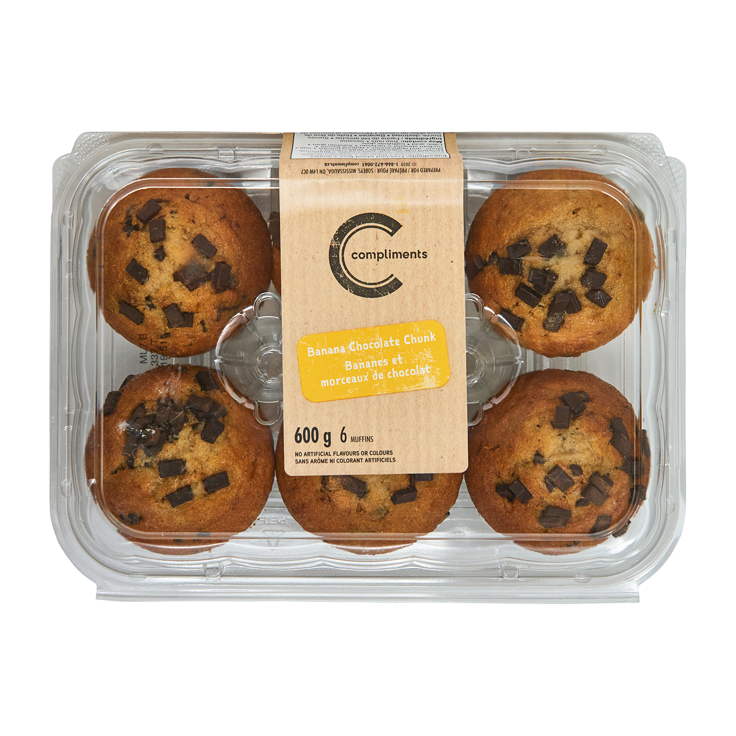 Muffins Banana Chocolate Chunk 600 G Compliments Ca