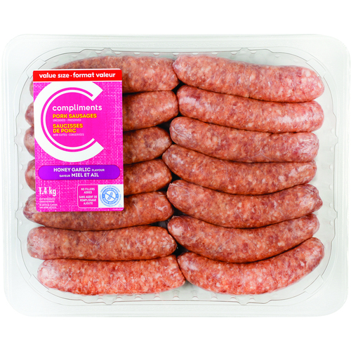 Honey Garlic Pork Sausage 1 4 Kg Compliments Ca