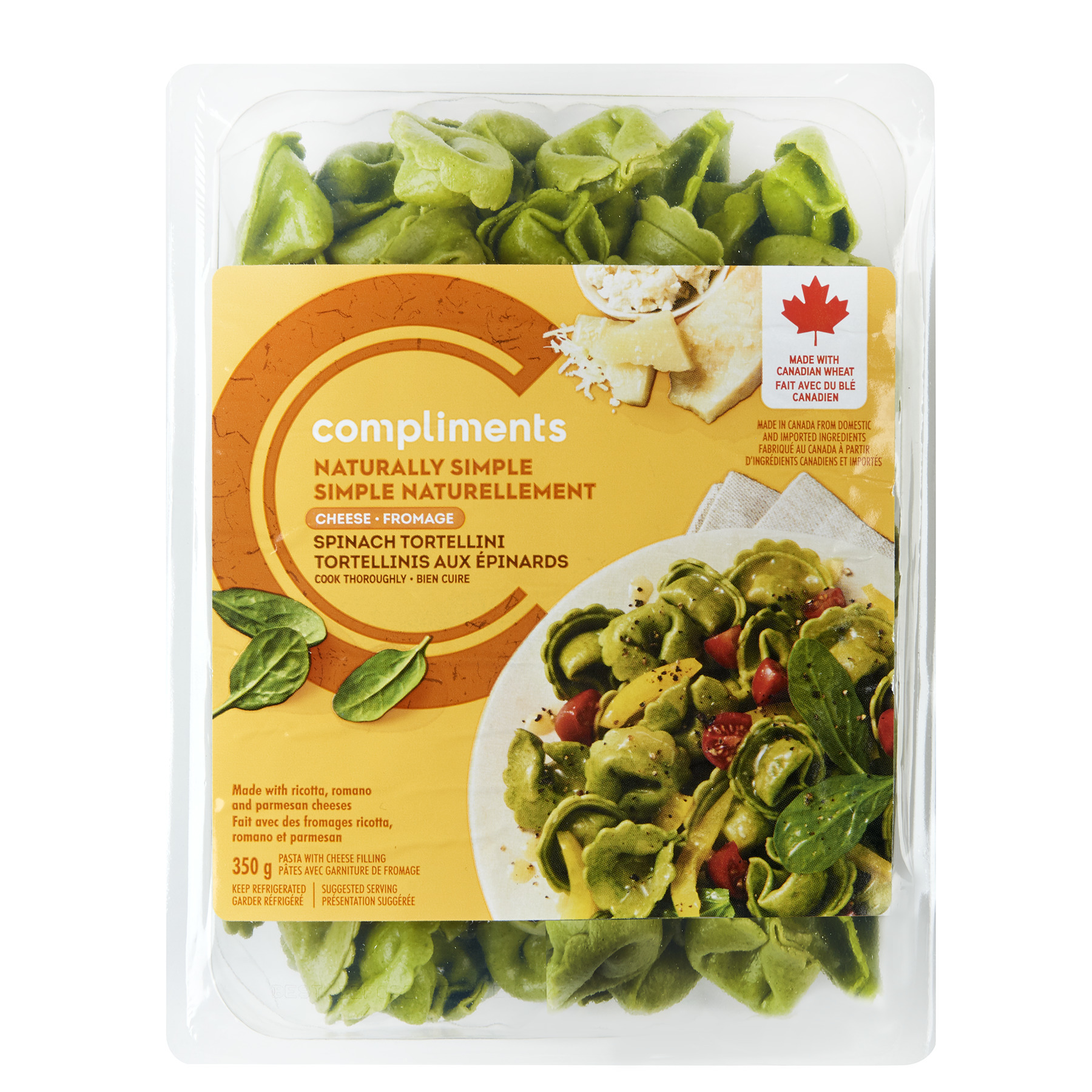 Naturally Simple Cheese Filled Spinach Tortellini Pasta 350 g |  