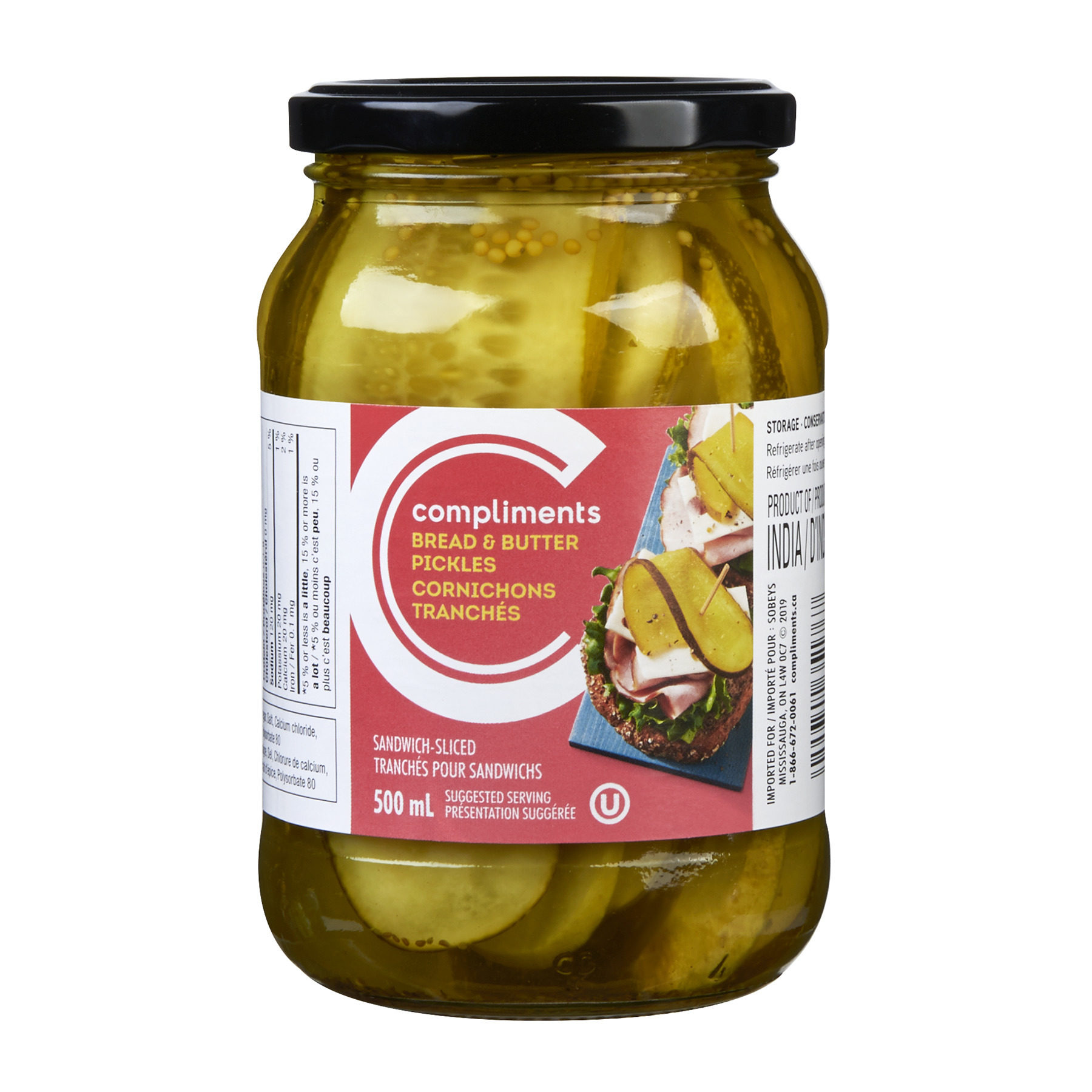 Sliced Bread Butter Pickles 500 Ml Compliments Ca