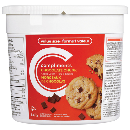 Cookie Dough Chocolate Chunk 1.36 kg | Compliments.ca