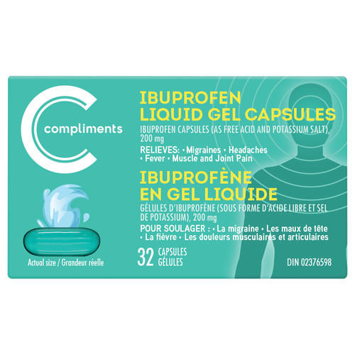 Ibuprofen 200 mg Liquid Gel Capsule 32 EA Compliments.ca