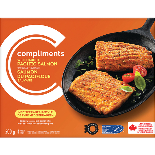 Wild Caught Pacific Salmon MediterraneanStyle 500 g Compliments.ca