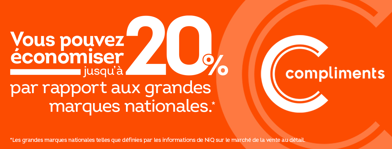 Orange banner - Vous pouvez economiser jusqu'a 20% par rapport aux grandes marques nationales.