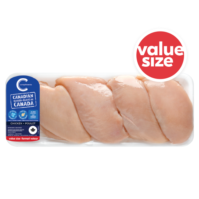 Value size package of chicken breast