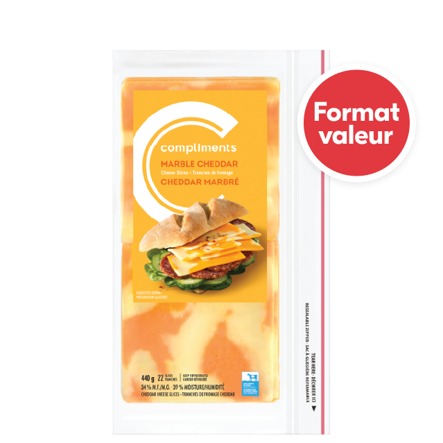 Paquet de format économique Fromage cheddar marbré Compliments