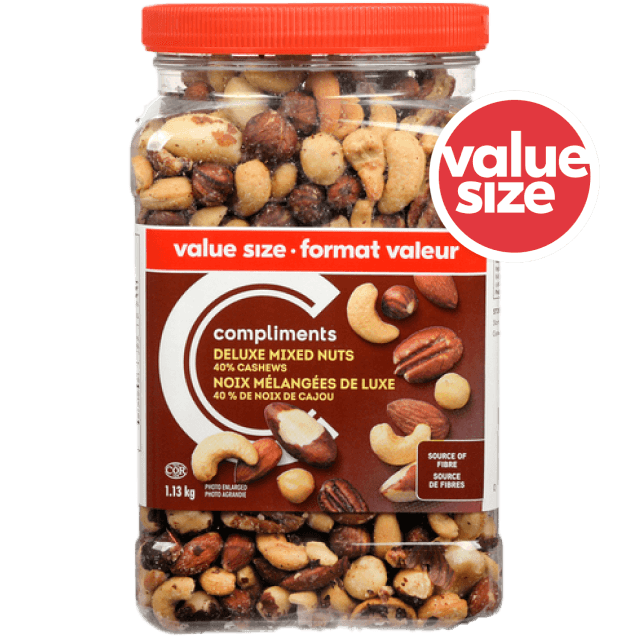 Container of Deluxe Mixed 40% Cashews Value Size