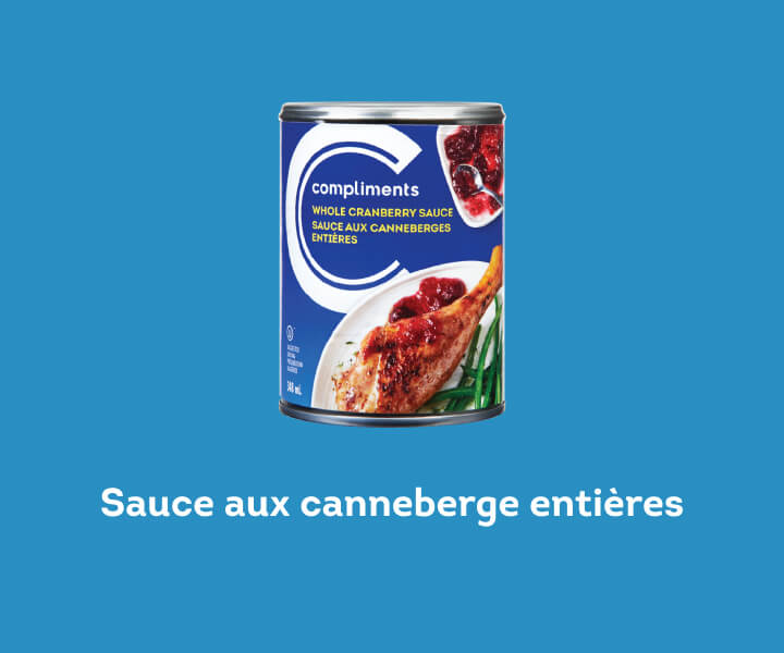 Une boîte de sauce aux canneberges entières Compliments