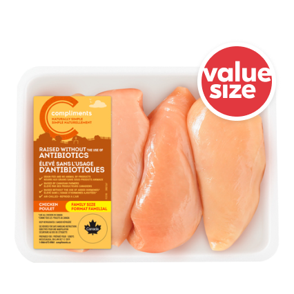 Package of value size chicken breast