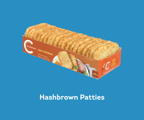 Package of Compliments hashbrown patties