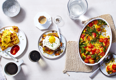 Hash browns 3 ways