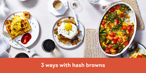 Hash browns 3 ways